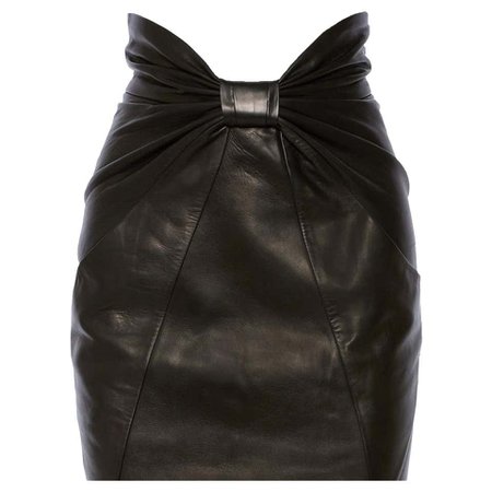 *clipped by @luci-her* Balmain Ruched Leather Mini Skirt