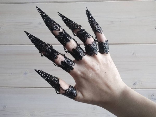 Black Finger Claw Rings Sylva Gothic Halloween | Etsy