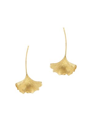 gold ginkgo leaf earrings