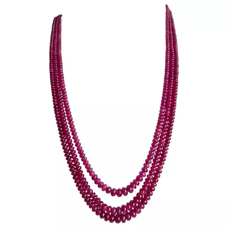 Burmese Ruby Beaded Jewelry Necklace Rondelle Beads Gem Quality For Sale at 1stDibs