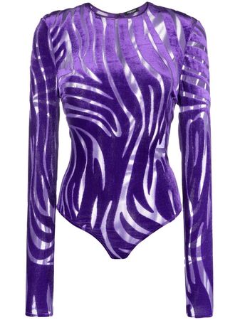 Versace zebra-pattern semi-sheer Bodysuit - Farfetch