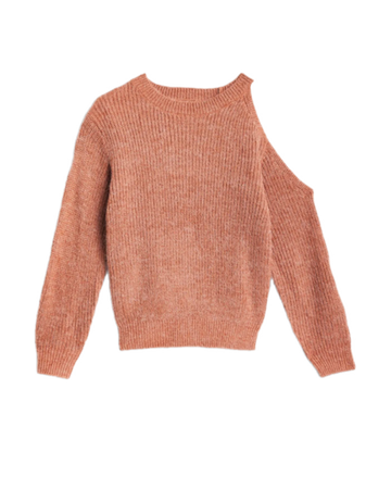 pink shoulder cutout sweater top