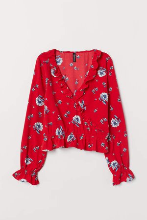 Blouse with Flounces - Red