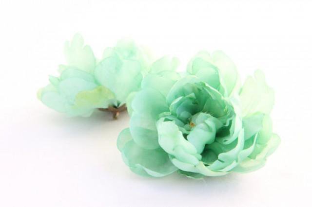 Mint Green Peony - 4 Inches - Silk Flowers, Silk Flower, Artificial Flowers, Artificial Flower #2231575 | Weddbook