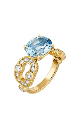 Viltier 18k Fairmined Yellow Gold Magnetic Pierre Enchainée Ring With Aquamarine By Viltier | Moda Operandi