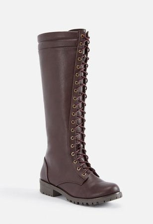 Cecily Lace-Up Tall Boot in Burgundy