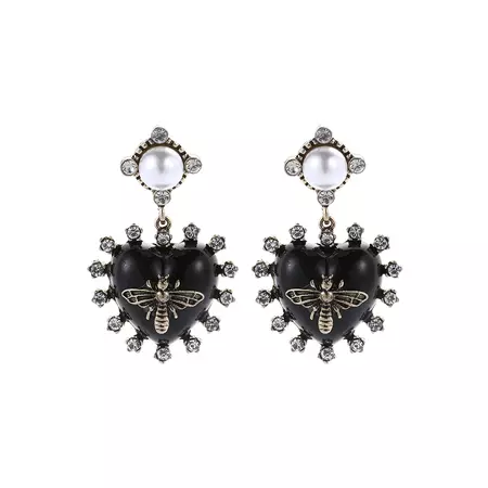 Dangle Heart Earrings with Bees – Dorothea's Closet Vintage