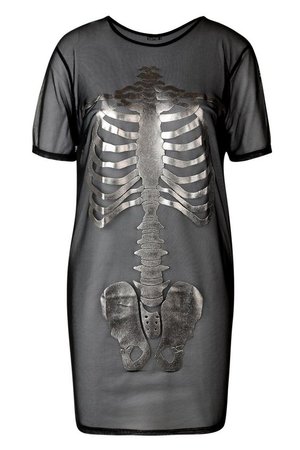 Halloween Mesh Skeleton Print Dress | boohoo