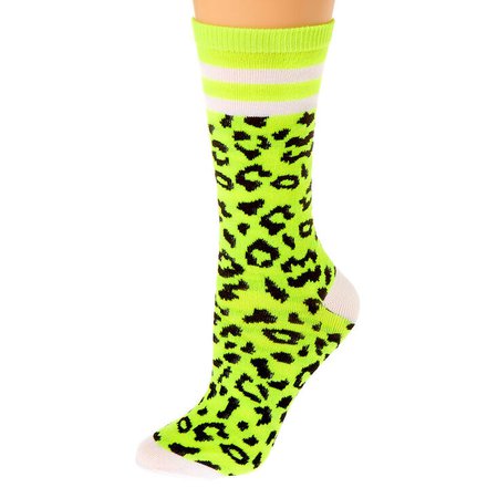 Neon Cheetah Print Crew Socks - 2 Pack | Claire's US