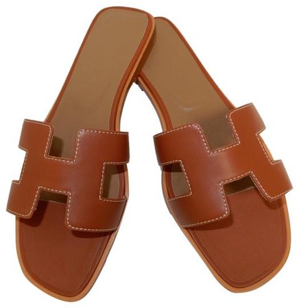 Hermès Brown Oran Leather Sandals Size EU 38 (Approx. US 8) Regular (M, B) - Tradesy