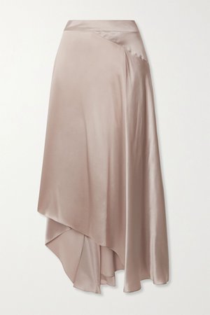 Beige Asymmetric paneled silk-satin skirt | Le Kasha | NET-A-PORTER