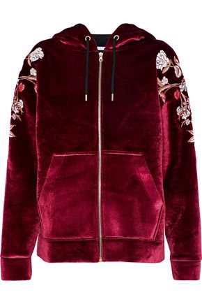 Ginger embroidered velvet hoodie | SANDRO | Sale up to 70% off | THE OUTNET