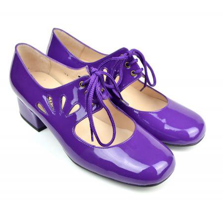 Sizes 2 3 Only – The Marianne In Purple Patent Leather – 60s 70s Vintage Style Ladies Shoes – Mod Shoes