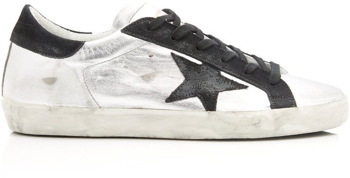 Superstar Distressed Two-Tone Leather And Suede Sneakers
