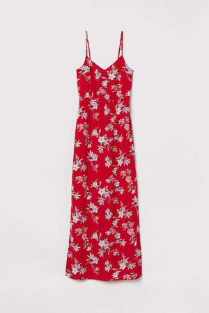 Creped Maxi Dress - Red