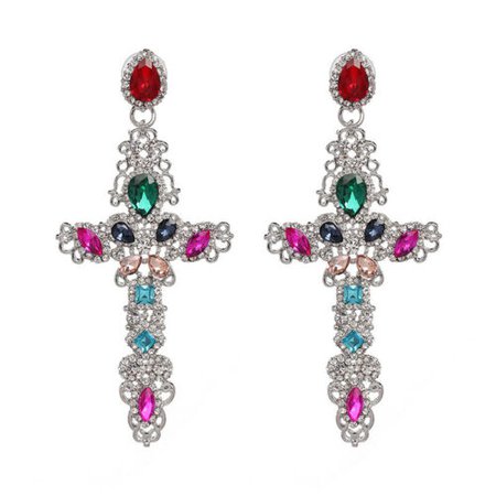 Hot Sale Multicolor Bohemia Big Long Crystal Cross Drop Earrings for Women Party | eBay