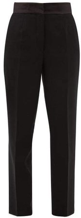 Torbay High Rise Wool Tapered Trousers - Womens - Black