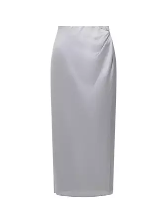 Inu Satin Midi Wrap Skirt Alloy | French Connection US