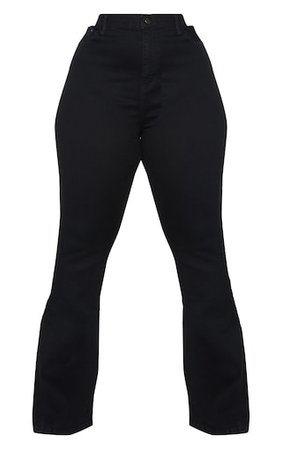 Plus Black Flare Denim Jeans | Plus Size | PrettyLittleThing USA