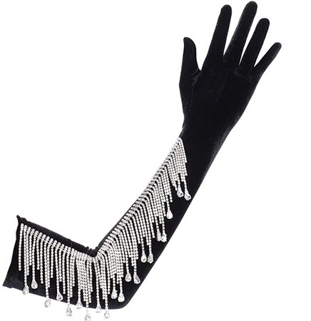 gloves with crystal fringe