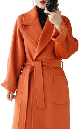 Amazon.com: YiKeGuiHuaShu Winter Cashmere Coat Women Mid-Length Woolen Clothes Pure Wool Jacket Warm : Clothing, Shoes & Jewelry
