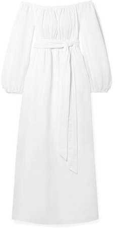 Malika Off-the-shoulder Textured-organic Cotton Maxi Dress - White