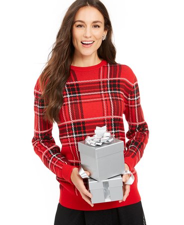 Charter Club Plaid Crewneck Family Sweater, Created For Macy's & Reviews - Sweaters - Women - Macy's