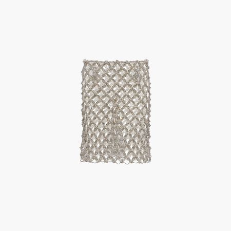 Embroidered rhinestone mesh skirt Crystal | Miu Miu