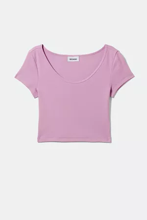 Open Neck Crop Top - Light lilac - Weekday WW