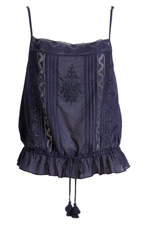 Hinge Woven Embroidered Camisole blue