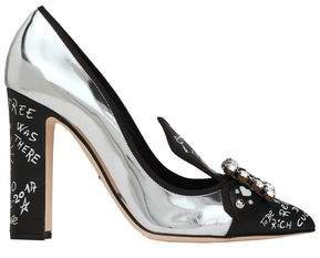 Embellished Printed And Mirrored-leather Pumps