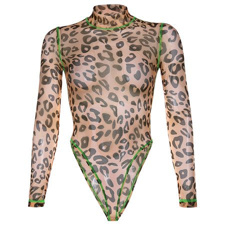 Leopard sexy T-shirt mesh see-through one-piece top · FE CLOTHING · Online Store Powered by Storenvy