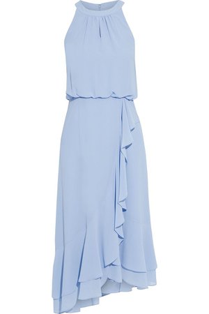 Light blue Eucalyptus ruffled crepe midi dress | Sale up to 70% off | THE OUTNET | IRIS & INK | THE OUTNET