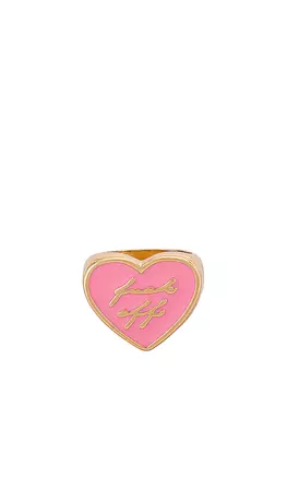 8 Other Reasons Gold Heart Ring With Resin "Fuck Off" in Pink | REVOLVE