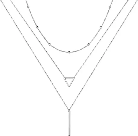 Amazon.com: Layered Silver Necklace for Women, 14K White Gold Layered Silver Necklace Multi Layered Necklaces for Women Silver Necklace for Women Silver Jewelry: Clothing, Shoes & Jewelry