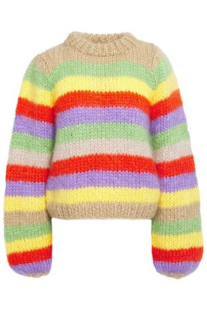 Multicolor Julliard striped mohair and wool-blend sweater | Sale up to 70% off | THE OUTNET | GANNI | THE OUTNET