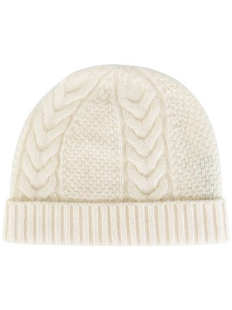 Shop white N.Peal cashmere cable knit beanie with Express Delivery - Farfetch