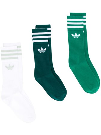 Green Adidas 3 Pack Logo Stripe Socks | Farfetch.com