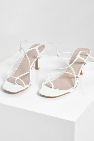 Strappy Low Heel Sandals | boohoo white