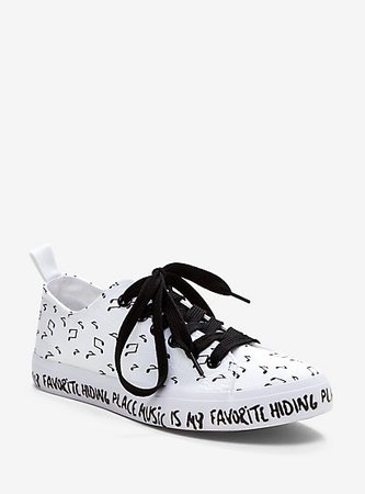 Black & White Music Note Music Is My Hiding Place Canvas Sneakers
