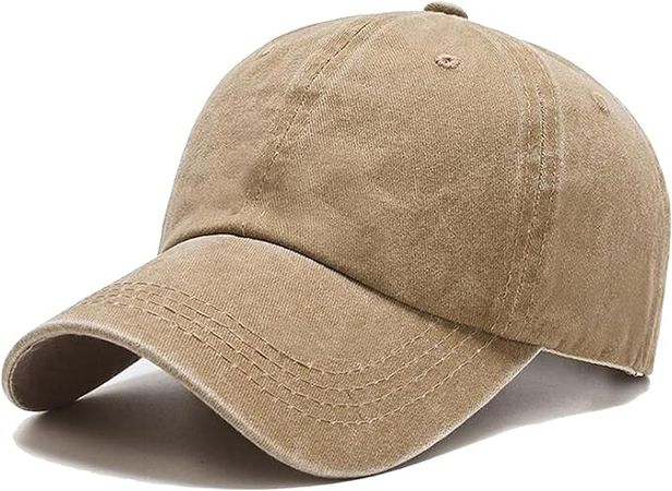NPJY Vintage Washed Distressed Cotton Dad Hat Baseball Cap Adjustable Trucker Unisex Hats Khaki at Amazon Men’s Clothing store
