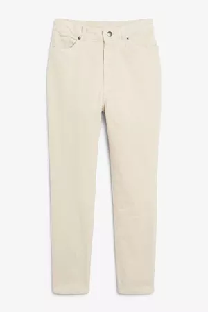 Slim fit corduroy trousers - Barely beige - Trousers & shorts - Monki WW