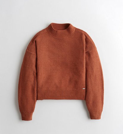 brown orange mock neck sweater