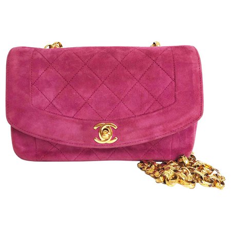 Chanel Diana Classic Flap Bag Pink Suede Leather
