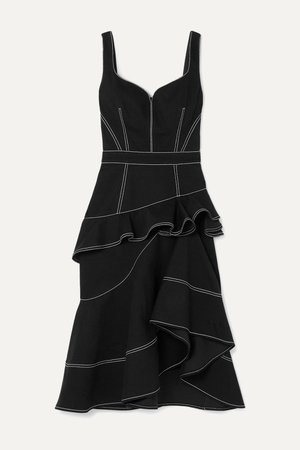 Black Asymmetric ruffled denim dress | Alexander McQueen | NET-A-PORTER