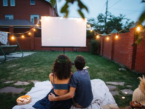 backyard movie night couple - Google Search