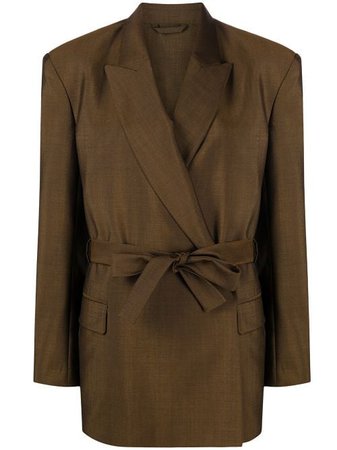 Shop brown Acne Studios double-breasted belted blazer with Express Delivery - Farfetch