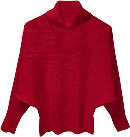 Amazon.com: GABERLY Turtleneck Batwing Sleeves Dolman Knitted Oversized Sweaters and Pullovers Tops for Women (Red, One Size) : Clothing, Shoes & Jewelry