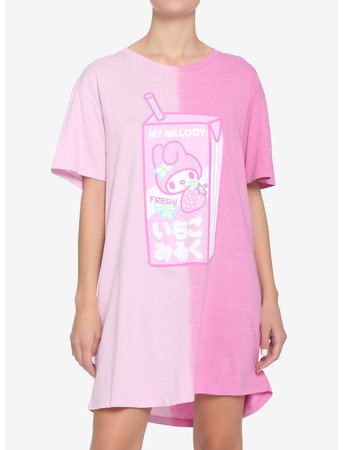 My Melody Strawberry Milk Oversized T-Shirt Dress