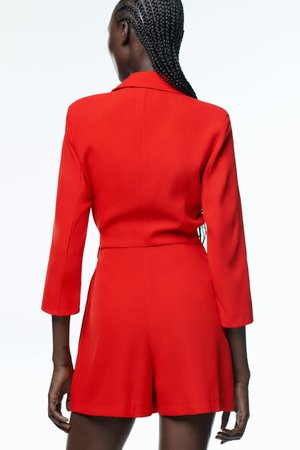 DOUBLE BREASTED BLAZER JUMPSUIT - Red | ZARA United States